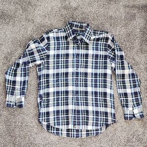 Robert Talbott Jaquard Men's Blue Plaid Shirt